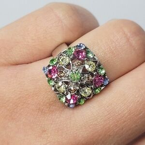 Square flower costume jewelry ring